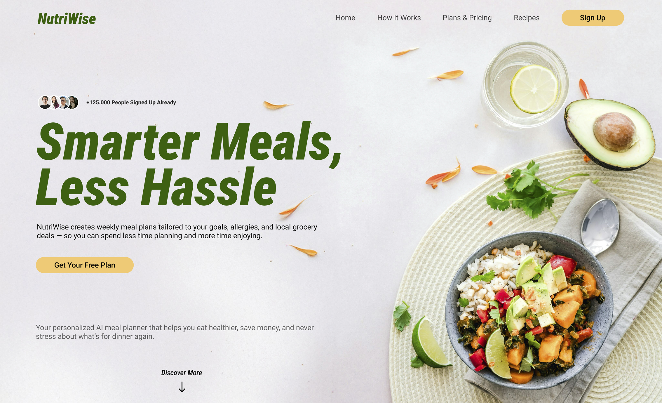 Website concept voor de foodsector